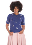 Banned It's A Whippets World Dog 40's Jumper Blau