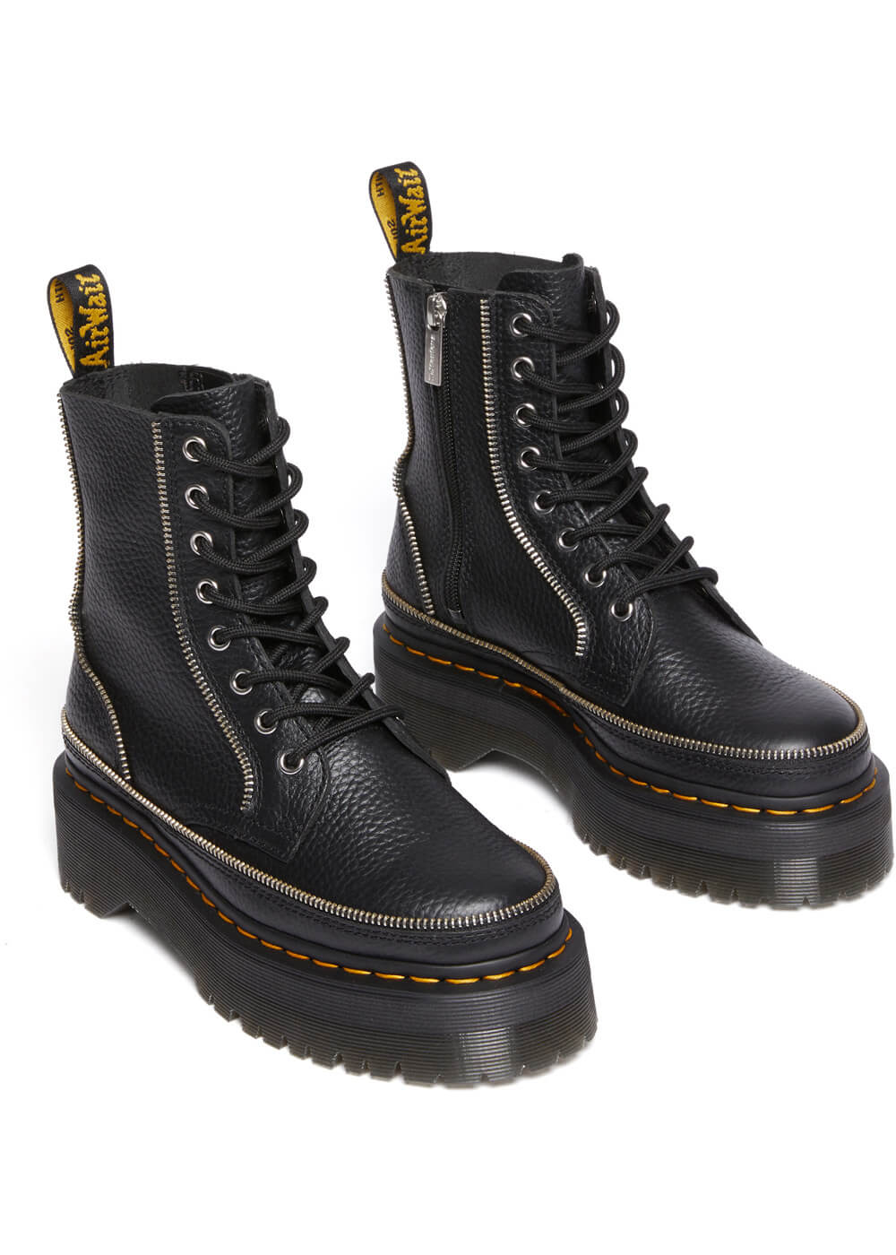 Dr. Martens Jadon Zip Weiches Leder Platform Schnurstiefel Schwarz www.succubus