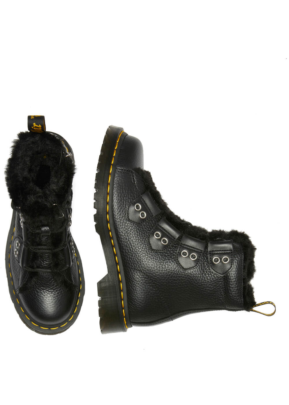 Dr. Martens 1460 Ghillie LTT FL Faux Fur Lined Soft Leather Boots Black